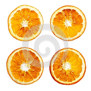 Set of slice of dried orange isolated on white