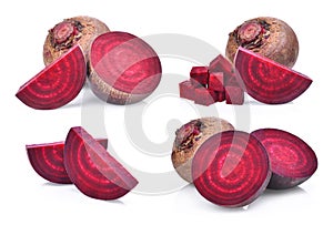 Set of slice fresh beetroot isolated on white