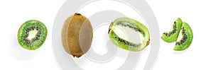 A set of sliced kiwi. Close up. Isolated on a white background