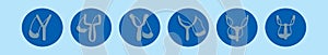 Set of sling shot cartoon icon design template with various models. vector illustration isolated on blue background