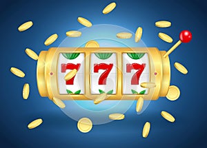 Set of slot machine golden casino or golden lucky jackpot gambling machine or spin fortune casino template
