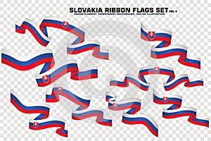 Slovakia Ribbon Flags Set, Element design. vector Illustration