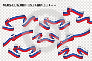 Slovakia Ribbon Flags Set, Element design. vector Illustration