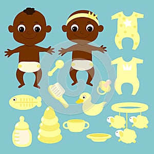 Set a small baby newborn or first year of life baby items.