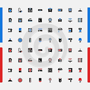 Set of small icons. Household appliances. Consumer Electronics. Vector.