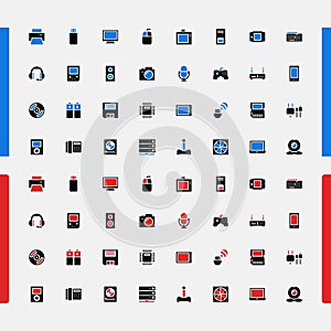 Set of small icons. Household appliances. Consumer Electronics. Vector.