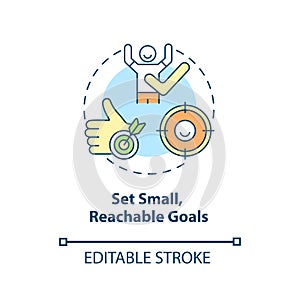 Set small, reachable goals concept icon photo