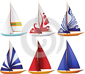 Set of Small Sailing Boats