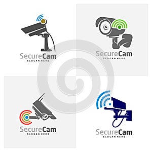 Set of Smart CCTV Camera Logo Design Vector Template, Concept Symbol Icon