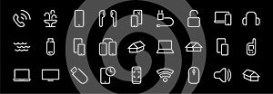 A set of smart devices and gadgets, computer hardware and electronics. Electronic devices icons for web and mobile