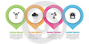 Set Smart farm with drone, Cloud rain, Plant and Farm house. Business infographic template. Vector