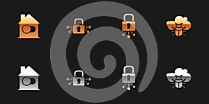 Set Smart home, Cyber security, and System bug on cloud icon. Vector