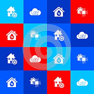 Set Smart home, Internet of things, House humidity and icon. Vector