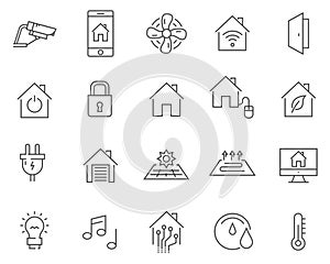 Set of smart home line vector icons.