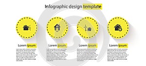 Set Smart home, remote control system, House with wind turbine and settings. Business infographic template. Vector