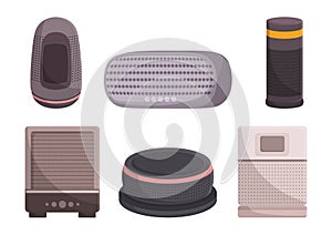 Set of Smart Home Voice Speakers. Device That Allows Users To Control Their Home Appliances With Voice Commands