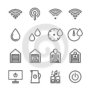 Set of Smart House Related Vector Line Icons