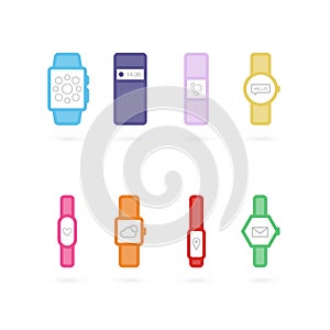 Set: smart watch icons. Vector illustration, flat design