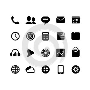 Set of smartphone application icons