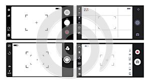 Set of smartphone camera viewfinder. Template focusing screen of the camera. Classic viewfinder camera recording. Video screen vec