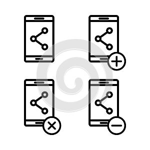 set of smartphone will share icons. Element of phone icons for mobile concept and web apps. Thin line icons for website design and