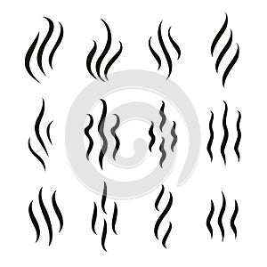 Set smell icons. Cooking steam or warm aroma smell mark, steaming vapour odour symbols. photo