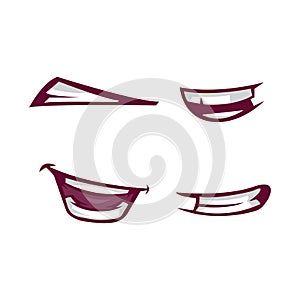 Set smile delicious icon logo. Yummy tongue emoji tasty or hungry mouth smile