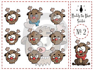 Set of smiles Ruddy the deer 2 vector