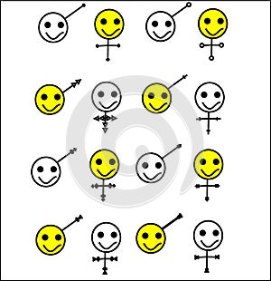 Set of smiley genders icons