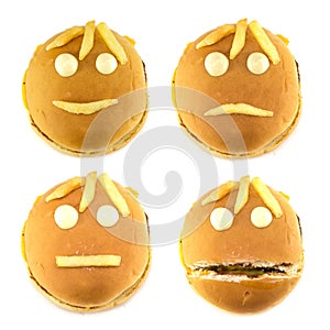 Set of smileys and fast food fries