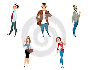 Set of smiling office workers