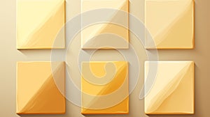 Set Of 4 Smooth Yellow Squares On Beige Background