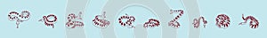 Set of snake cartoon icon design template with various models. vector illustration isolated on blue background