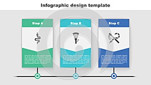 Set Snake, Egyptian lotus and Crook and flail. Business infographic template. Vector