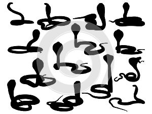 Set of Snakes silhouette vector art