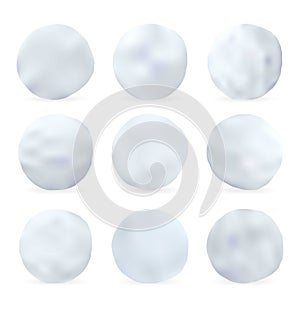 Set of snowballs isolated on white background
