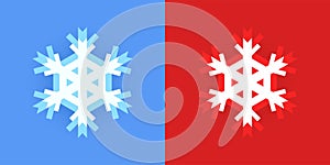 Set of Snowflake icon for Christmas design on blue and red background - Creative graphic elements for Winter holidays.