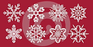 Set of  snowflakes. Christmas or New Year decoration. Templates for laser cutting, plotter cutting or printing.