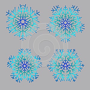 Set of snowflakes on a grey background.