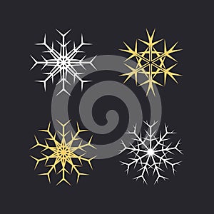 Set of snowflakes icon with yellow and white.