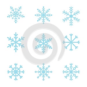 set of snowflakes on white background. Vector illustration.