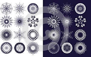 Set snowflakes white and blue