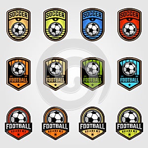 Set of soccer ball emblem football logo vector illustration