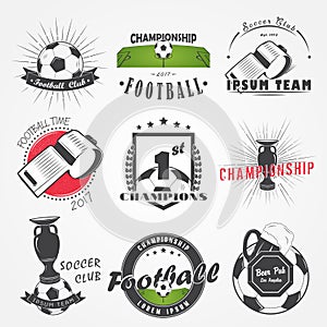 Set of Soccer Football Club. Sport Team. Detailed elements. Old retro vintage grunge.