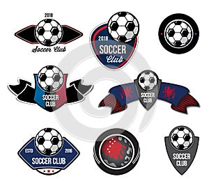 Set of soccer football logo, emblem, crests.