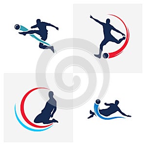 Set of Soccer logo design vector illustration, Creative Football logo design concept template, symbols icons