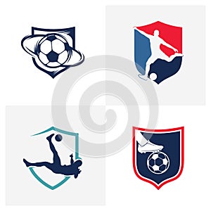 Set of Soccer logo design vector illustration, Creative Football logo design concept template, symbols icons