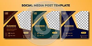 Set of Social media post template. Business conference banner design.