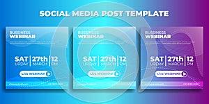 Set of Social media post template. Business webinar banner with blue design