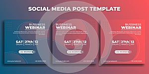 Set of Social media post template. Business webinar banner with pink design